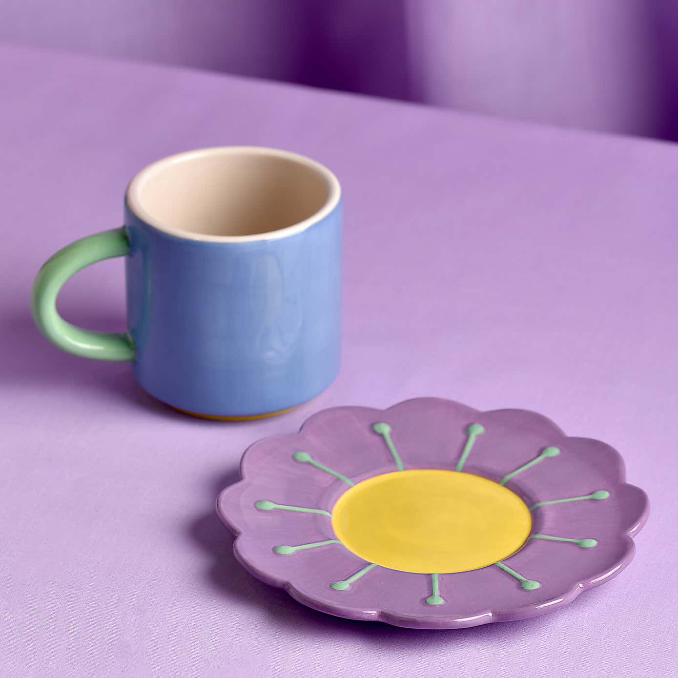 Raspberry Blossom Mug and Coaster Set Blue
