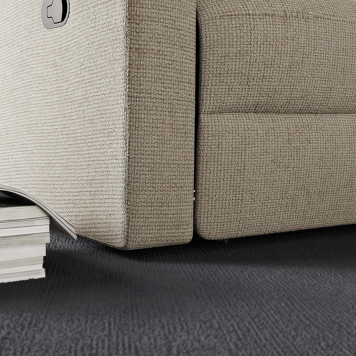 Taylor Chunky Chenille Manual Recliner 3 Seater Sofa, Dark Natural