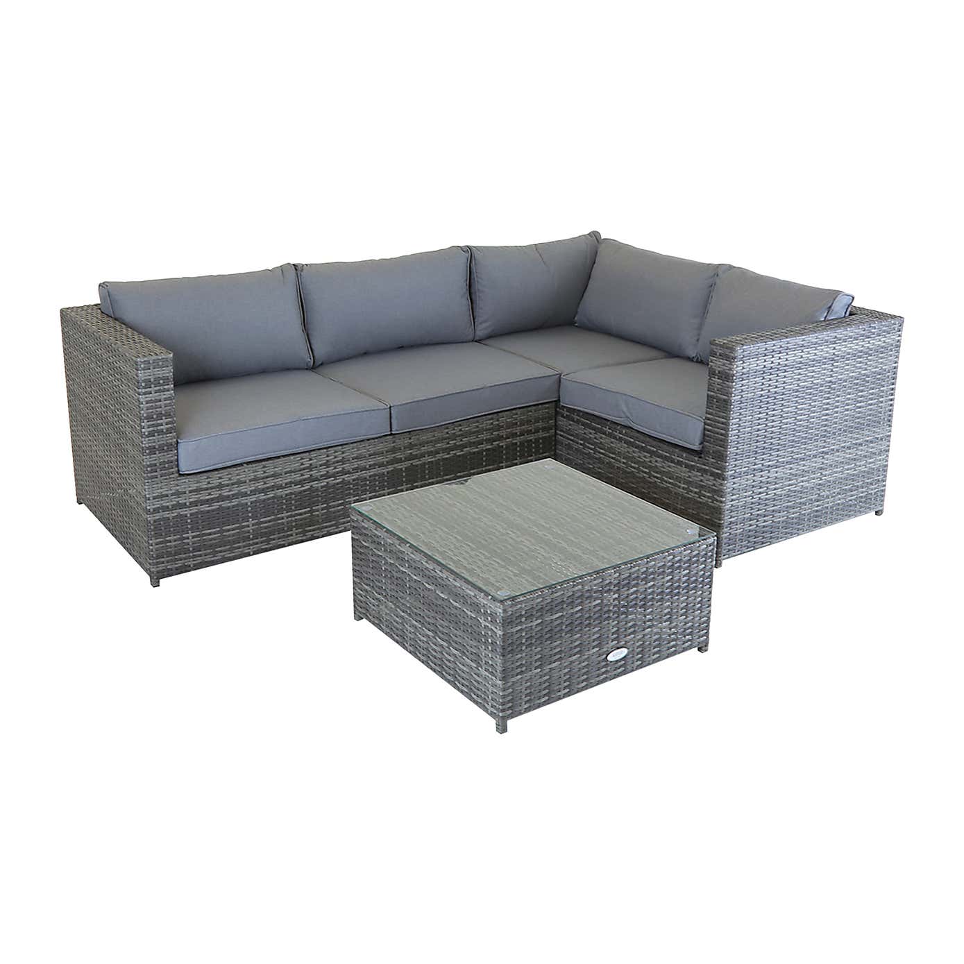 Rattan Grey Corner Sofa and Coffee Table