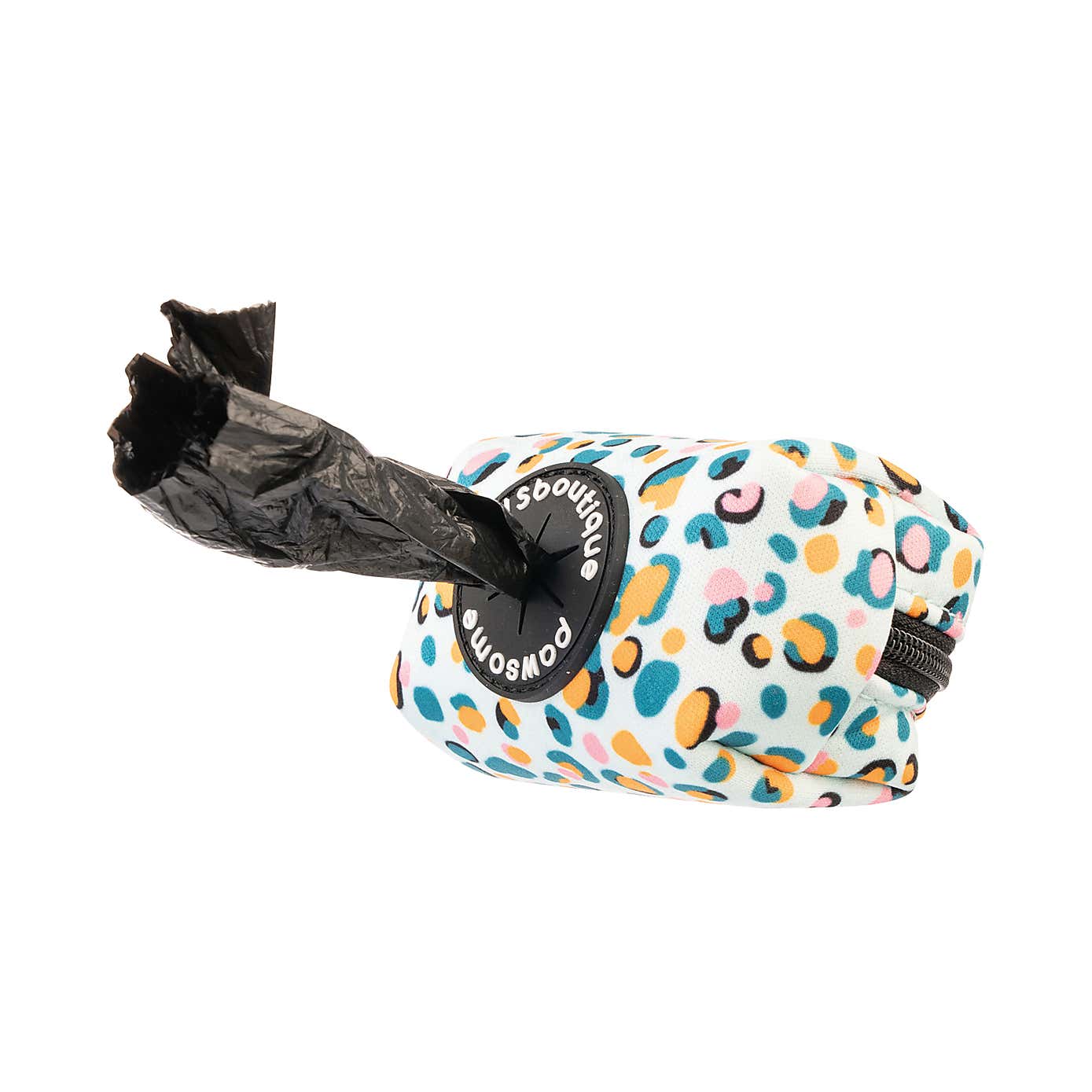 Blue Leopard Poo Bag Holder & Bow Tie Set