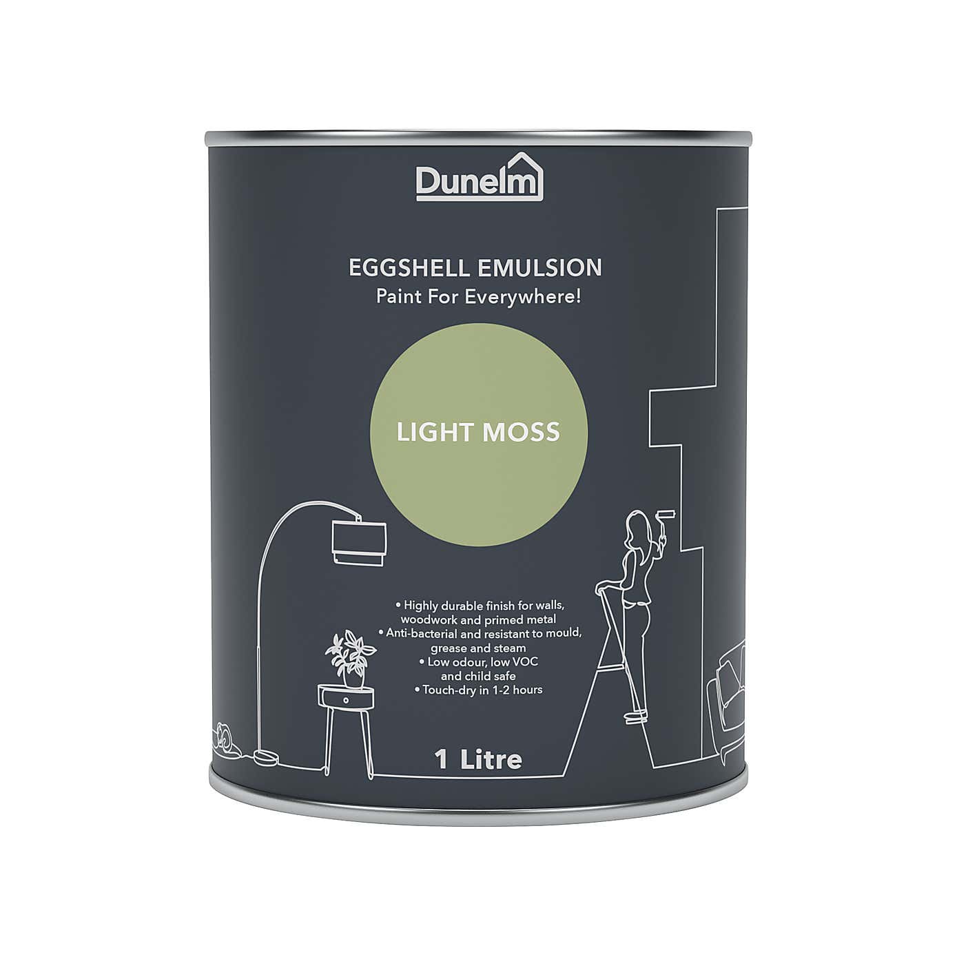 Dunelm Light Moss Eggshell Emulsion Paint