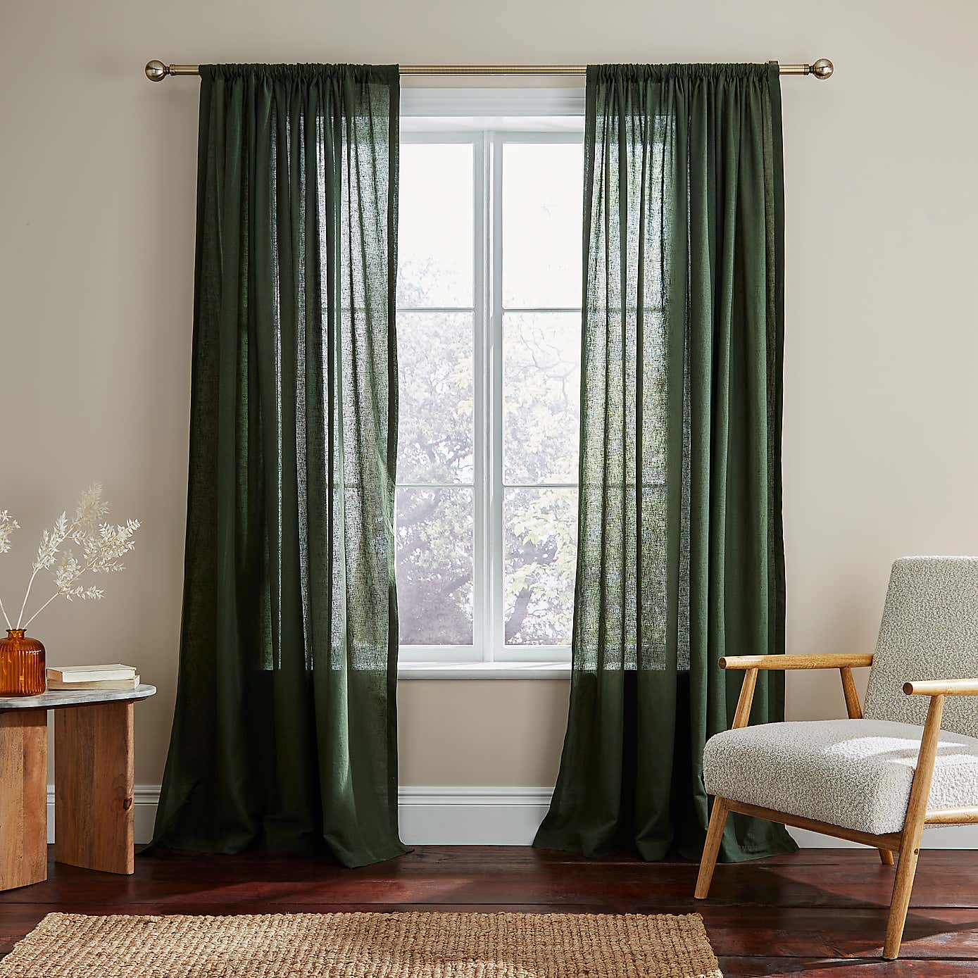 Cotton Linen Slot Top Voile Curtains