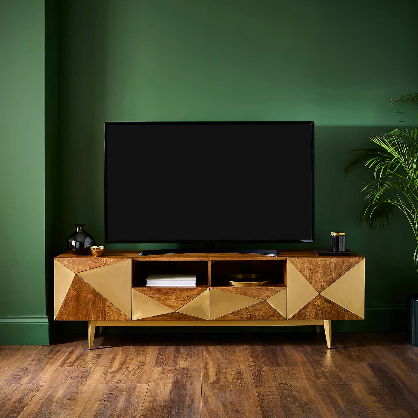 Zadie Extra Wide TV Unit for TVs up to 80", Mango Wood