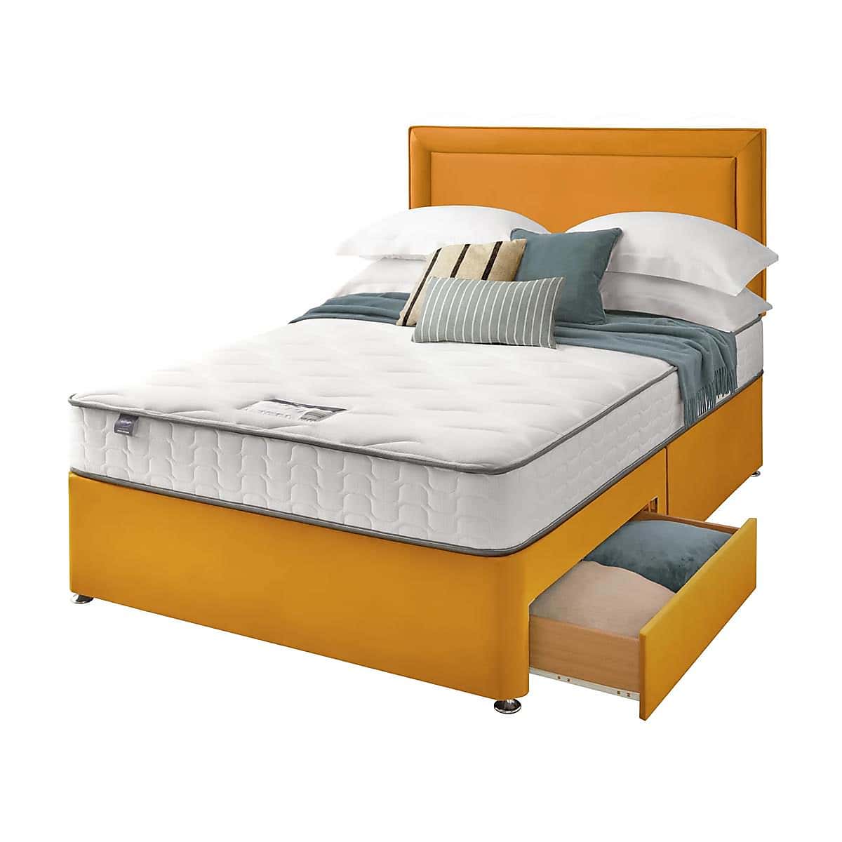 Silentnight 2 Drawer Divan Bed With Velvet Malvern Headboard