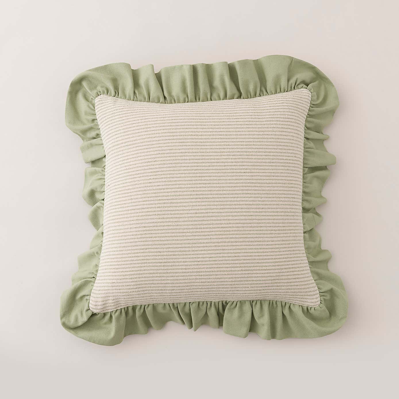 Isabelle Striped Ruffle Cotton Square Cushion Cover