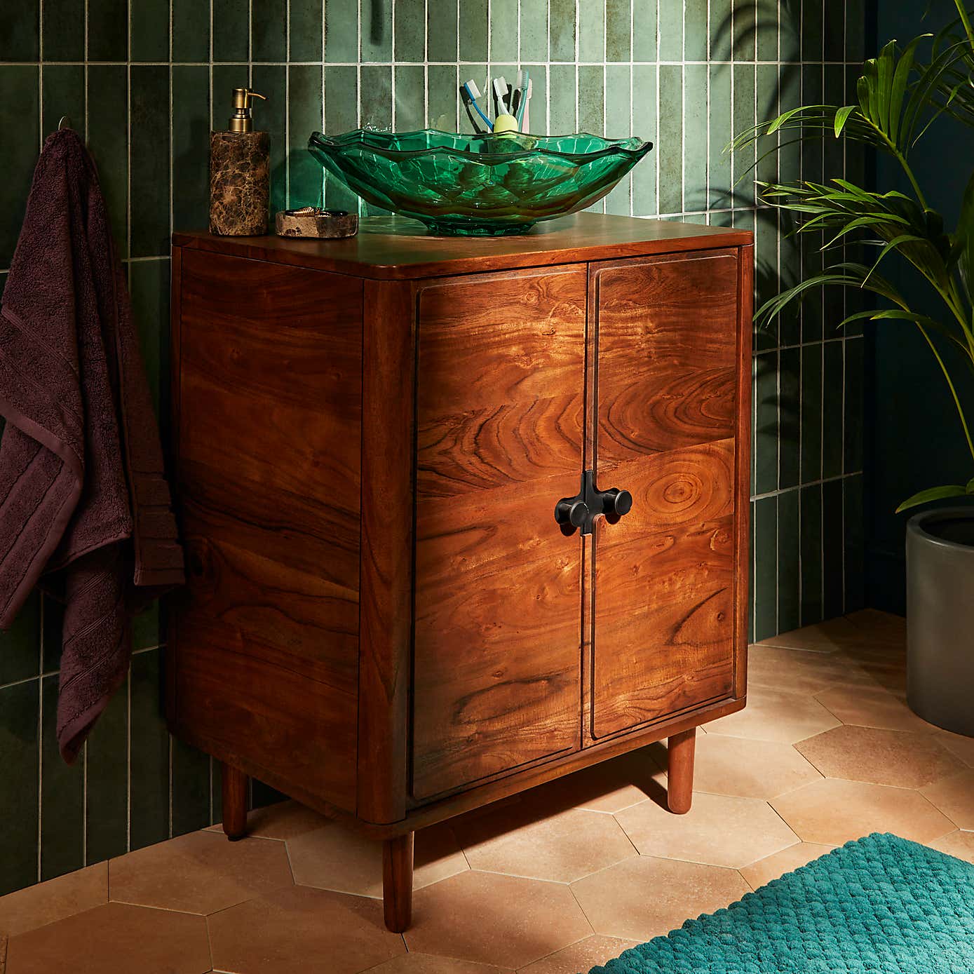 Alani Single Vanity Unit, Acacia Wood