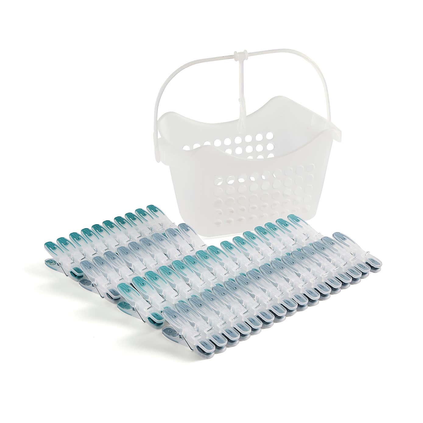 Pack of 50 Soft Grip Plastic Pegs in Basket