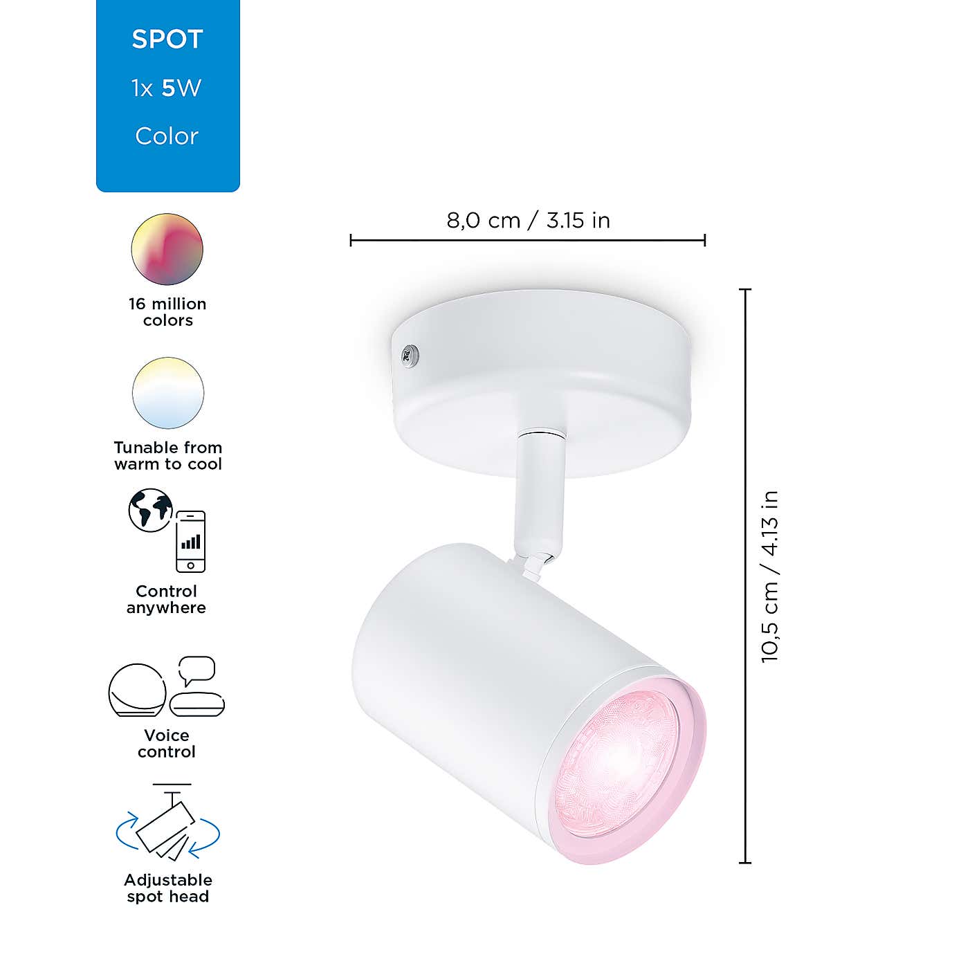 WiZ Imageo Smart 1 Light LED Adjustable Spotlight