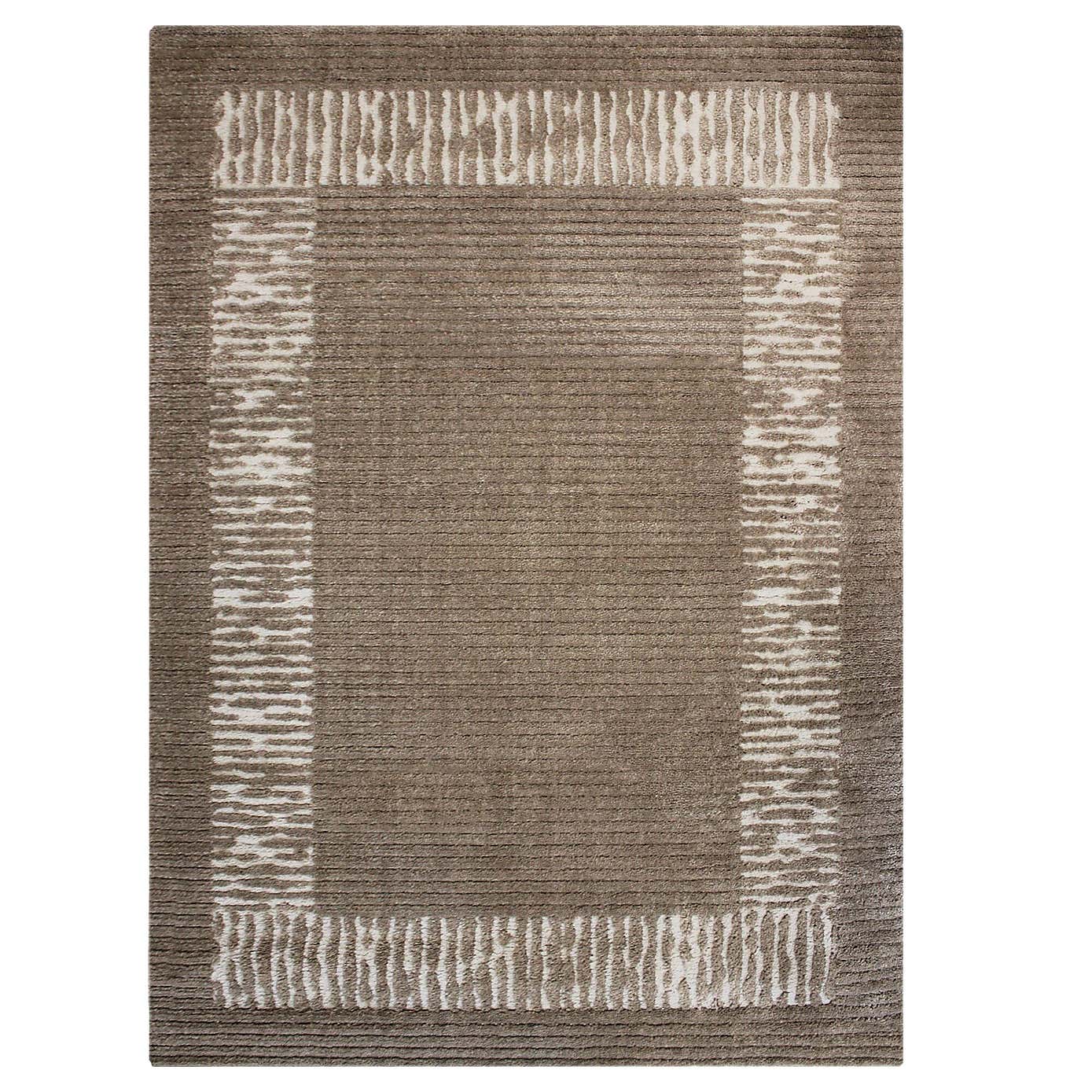 Textured Stripe Border Shaggy Rug