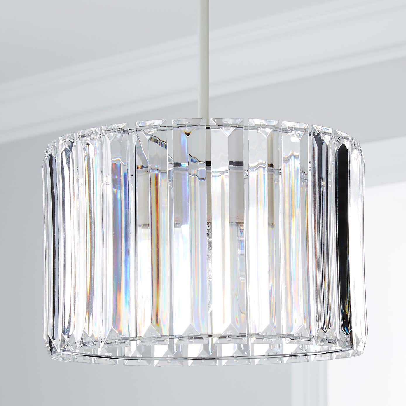 Acrylic Prism Chrome Easy Fit Pendant Shade