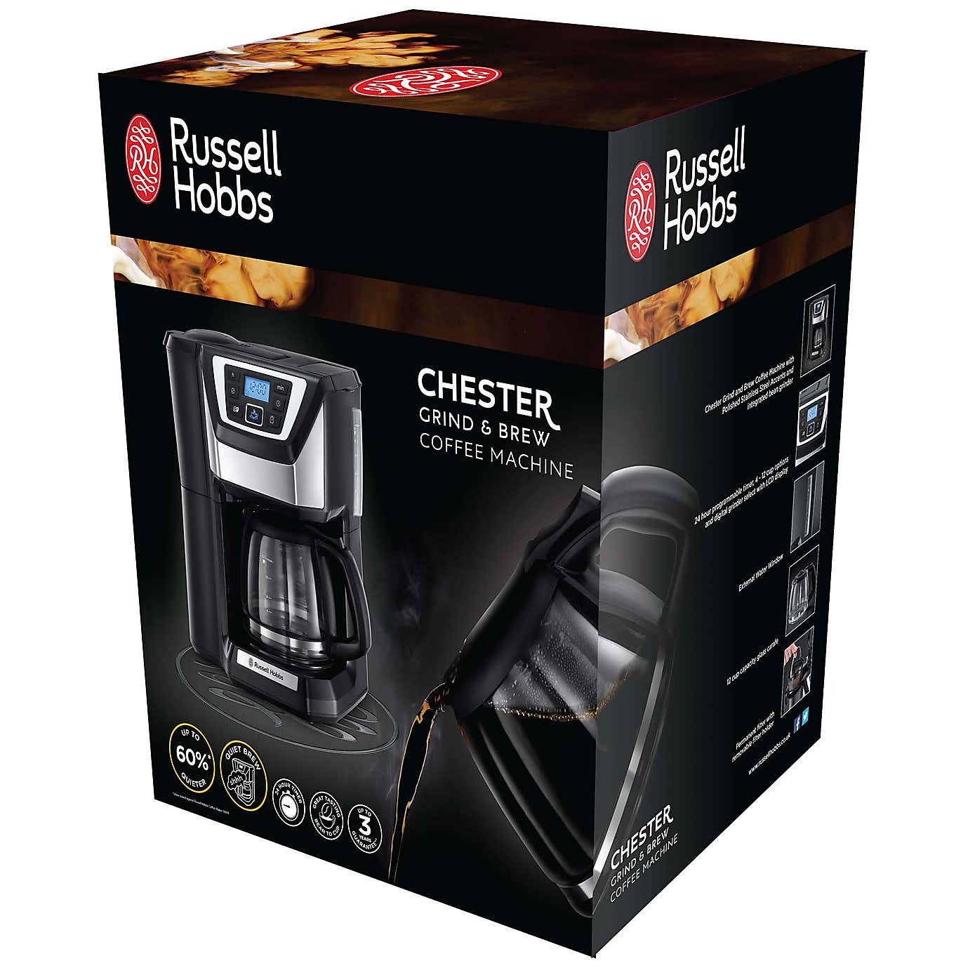 Russell Hobbs Chester Grind and Brew Black Coffee Machine