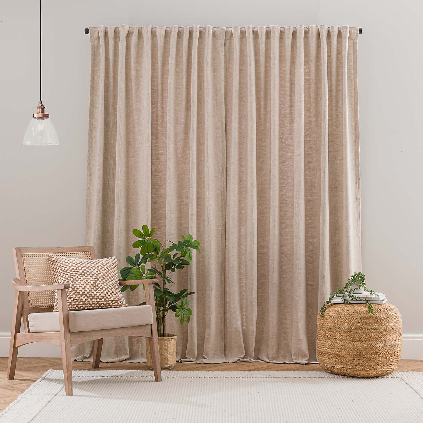Zia Linen Look Multi Header Unlined Curtains