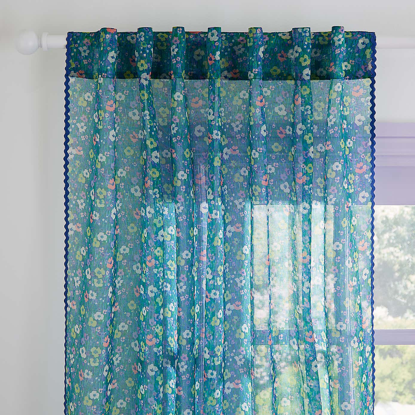Sophie Robinson Petal Meadow Hidden Tie Top Single Curtain