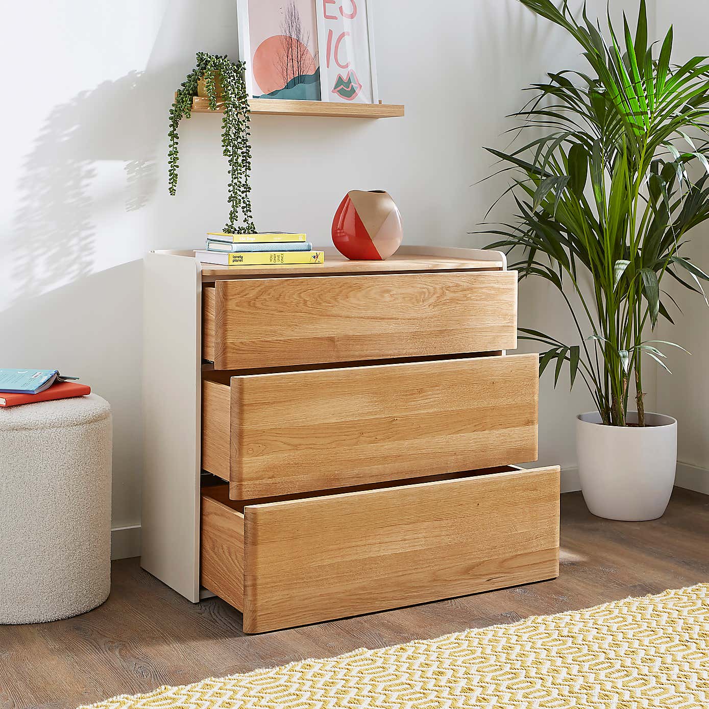 Reggie 3 Drawer Chest, Oak Effect