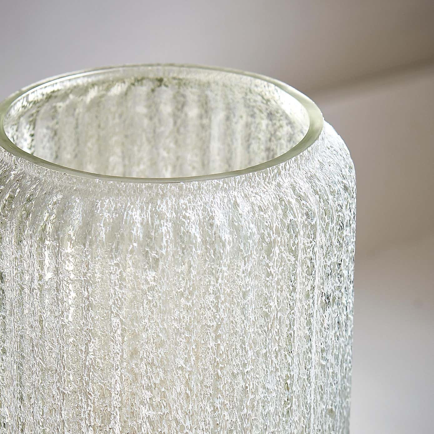 Verre Ribbed Tall Frosted Glass Vase