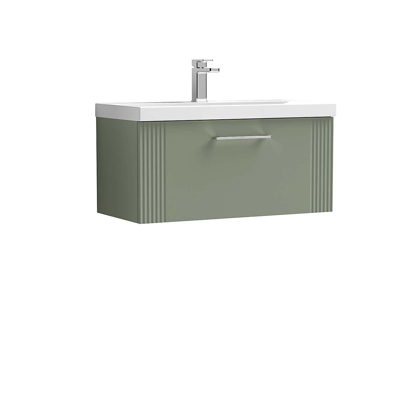 Deco Wall Mounted Single Drawer Vanity Unit with Basin
