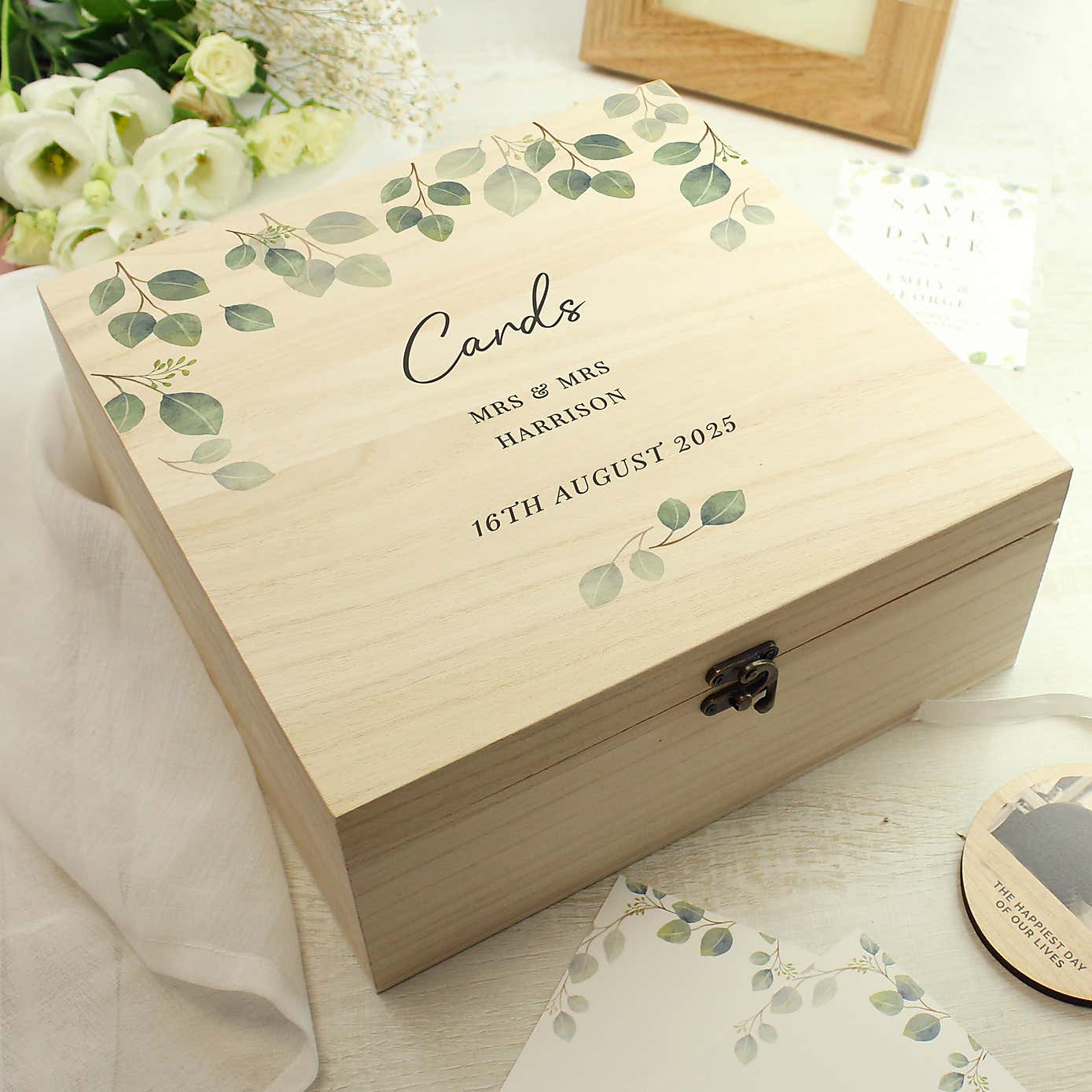 Personalised Botanical Wooden Keepsake Box