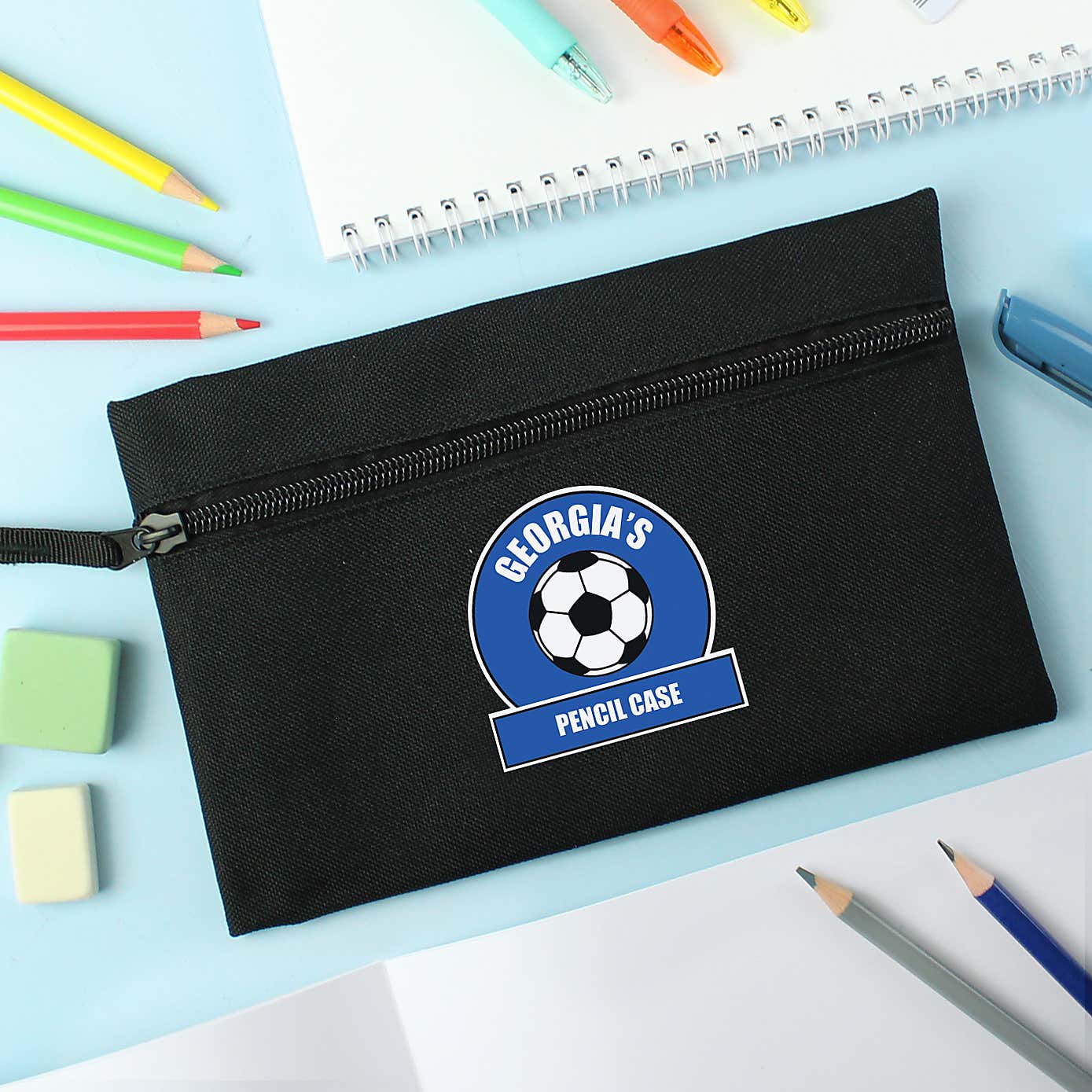 Personalised Dark Blue Football Fan Pencil case