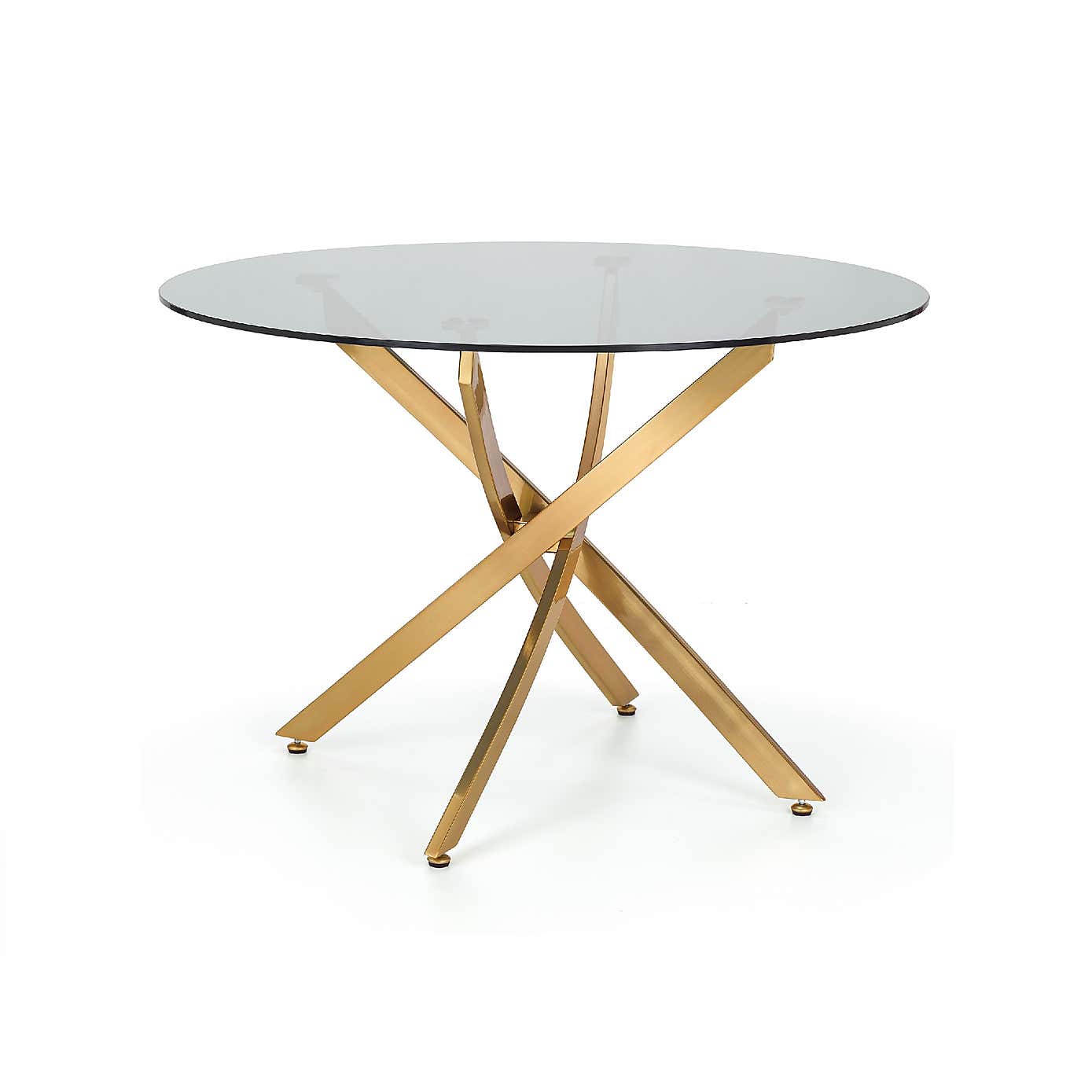 Montero 4 Seater Round Dining Table, Gold Top