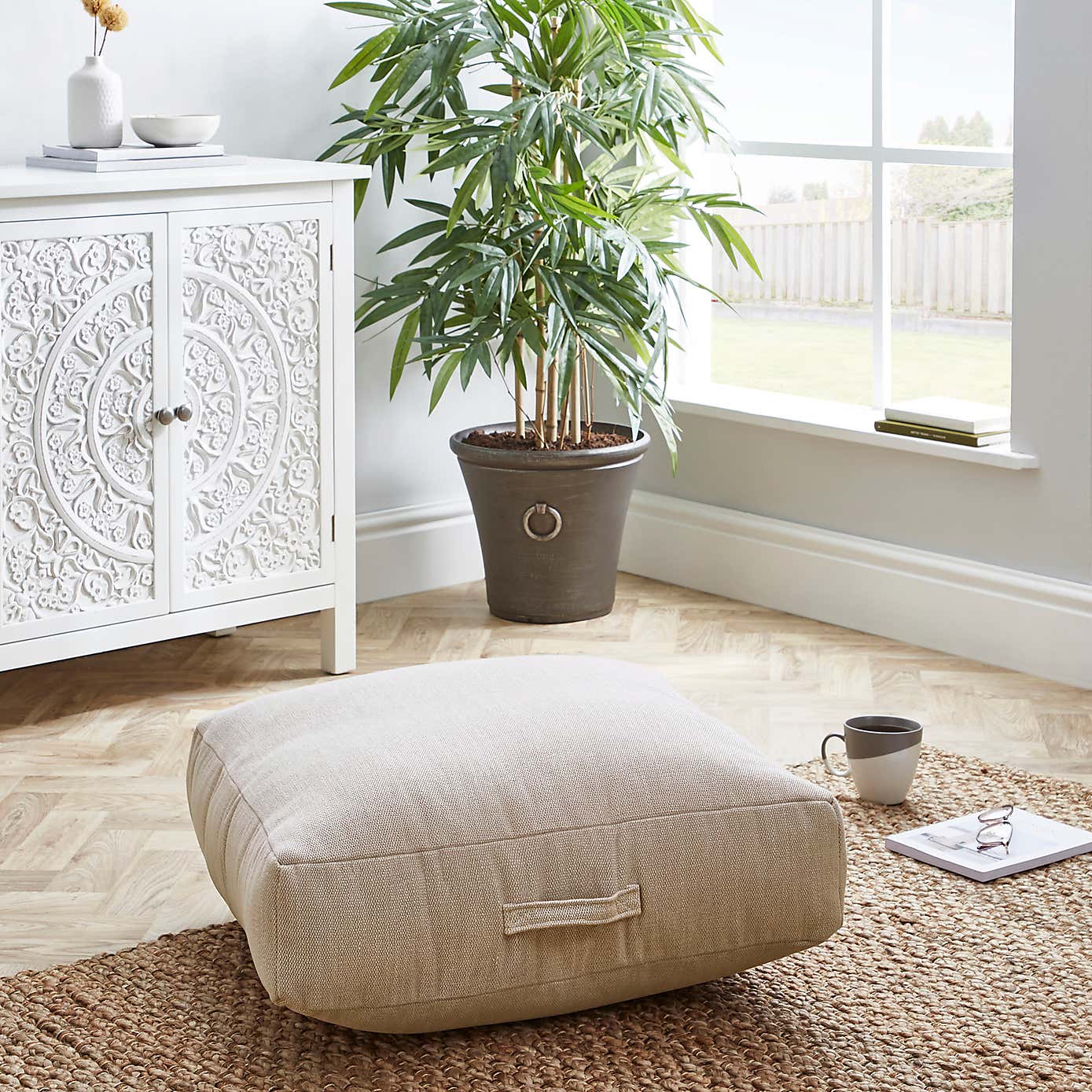 Casual Slub Natural Floor Cushion
