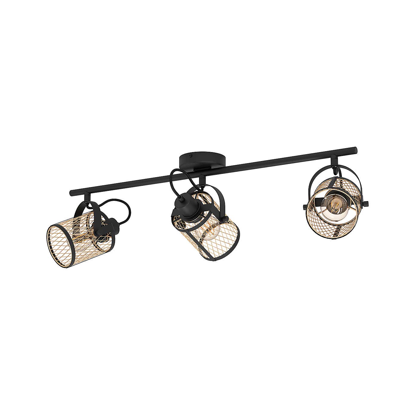 EGLO Dellow Industrial 3 Light Adjustable Ceiling Wall Spotlight