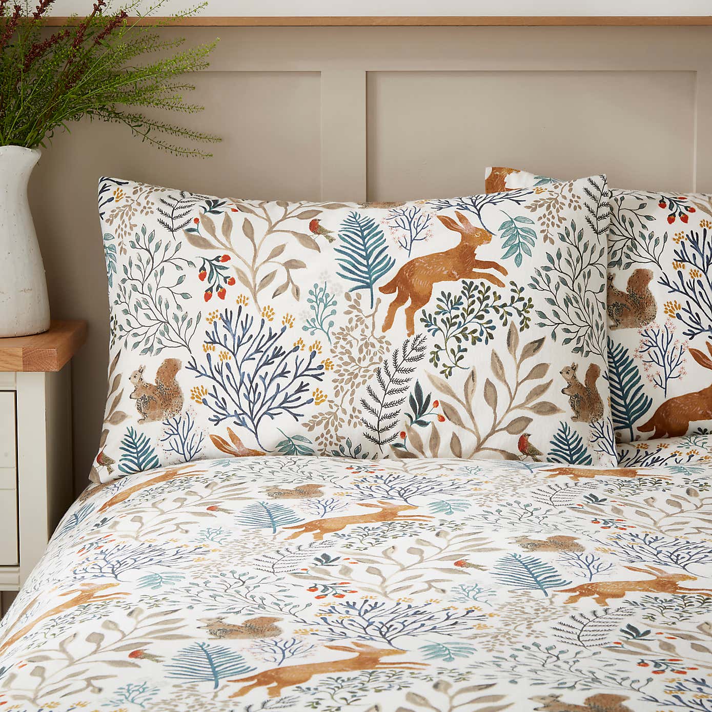 Woodland Tale Brushed Cotton Duvet Cover and Pillowcase Set
