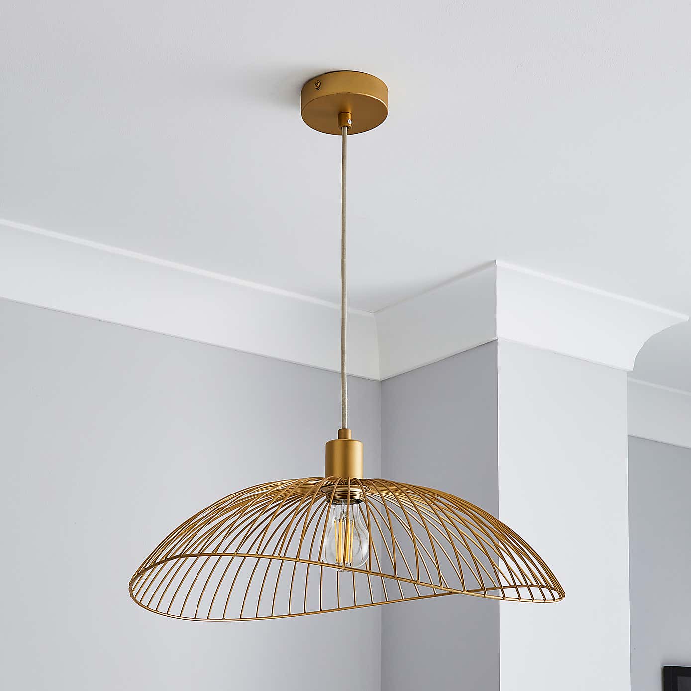 Elements Jaula Rattan Ceiling Fitting