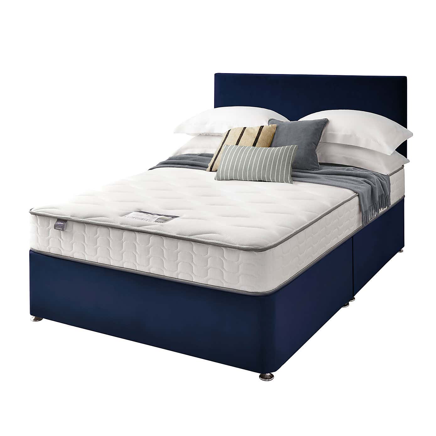 Silentnight 2 Drawer Divan Bed With Velvet Paris Headboard