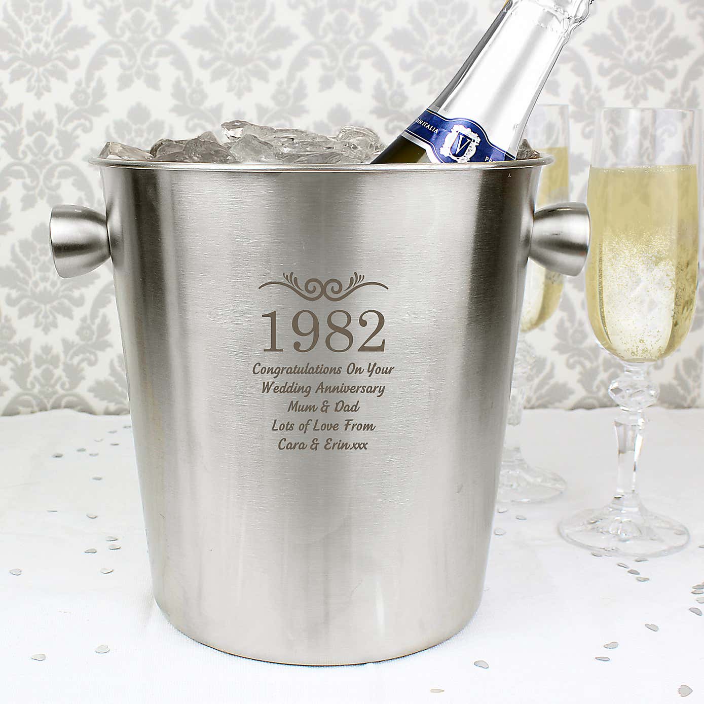Personalised Number Frame Stainless Steel Ice Bucket