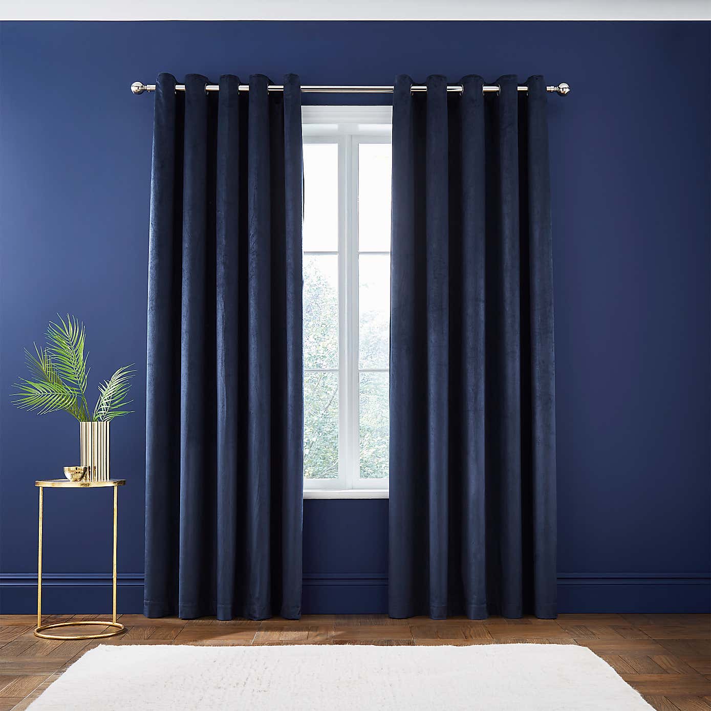 Catherine Lansfield Kingsley Matt Velvet Eyelet Curtains