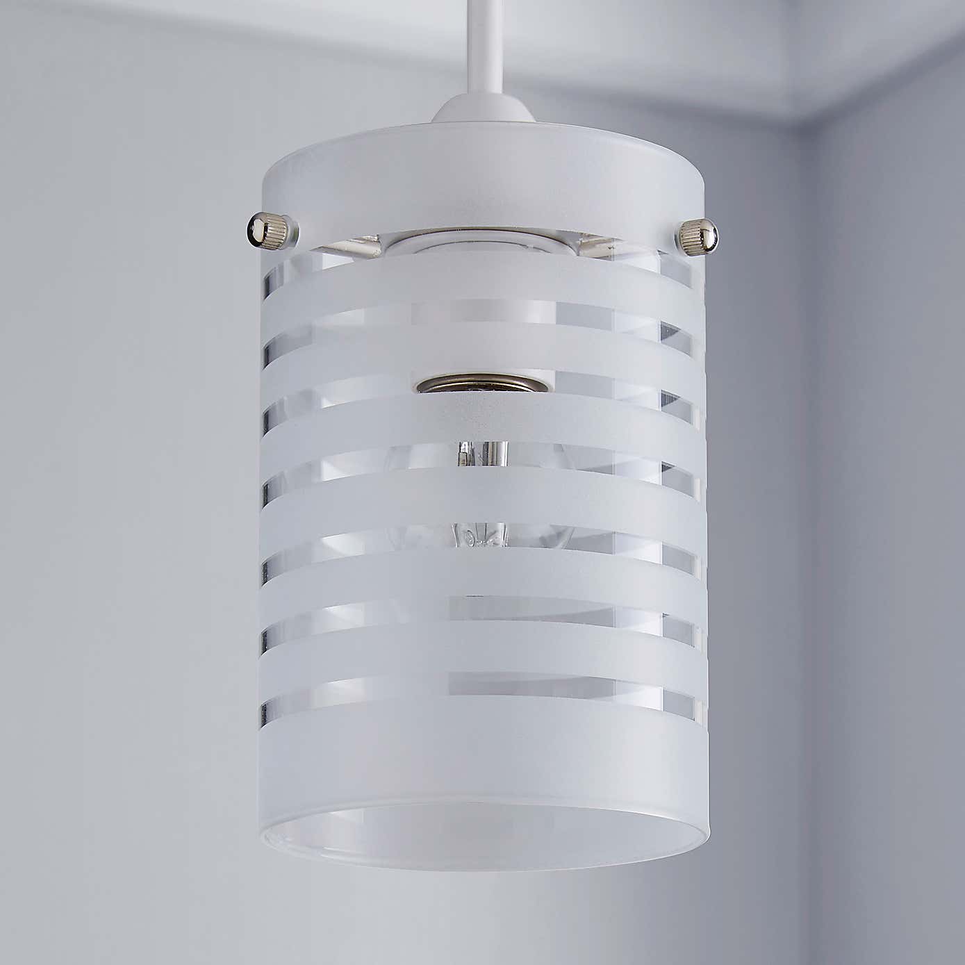 Grayson Stripe Glass White Easy Fit Pendant Shade