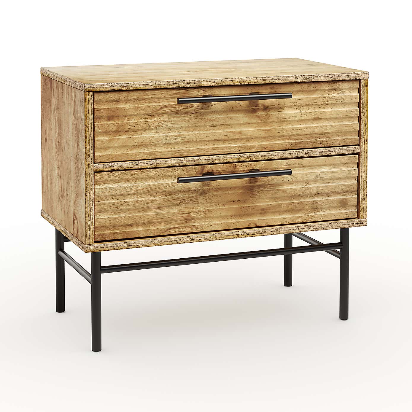 Bryant Wide 2 Drawer Bedside Table, Mango Wood Effect