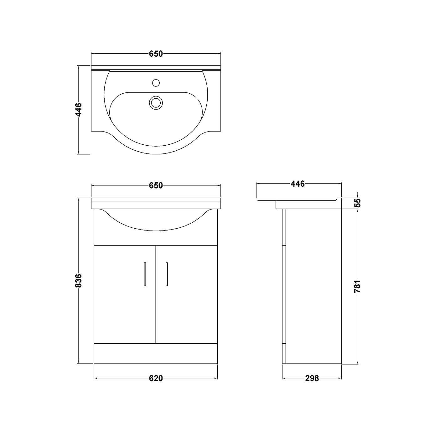 Mayford 2 Door Vanity Unit with Round Basin