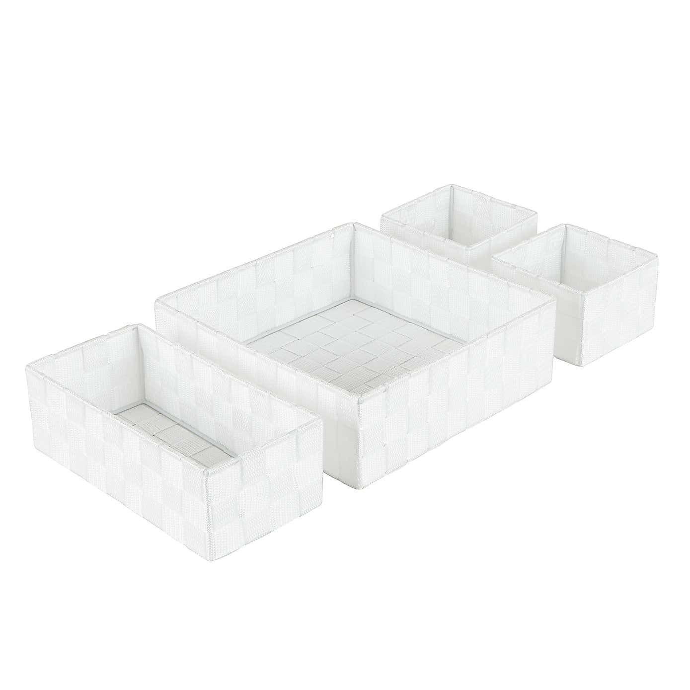 Set of 4 White Nylon Drawer Organisers