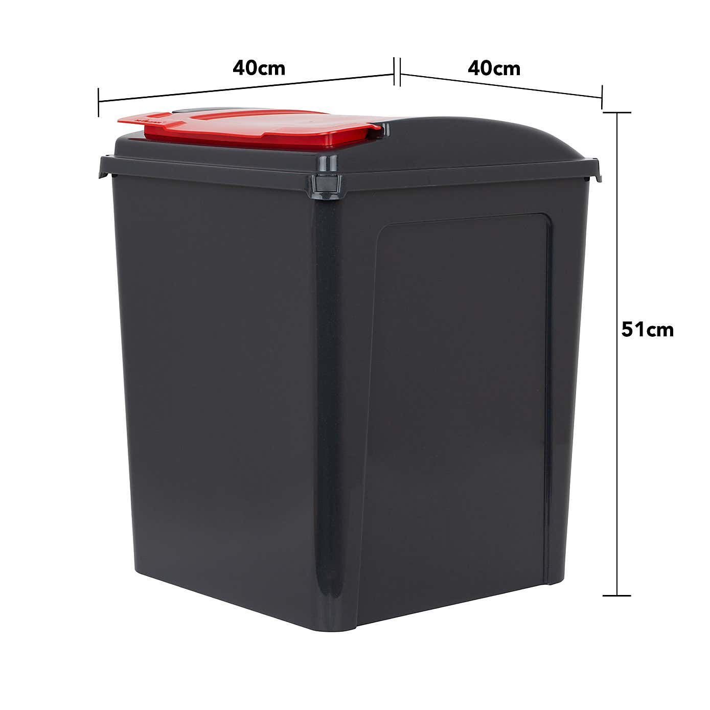 Wham 50L Set of 3 Recycling Bins with Red, Blue, & Green Lids