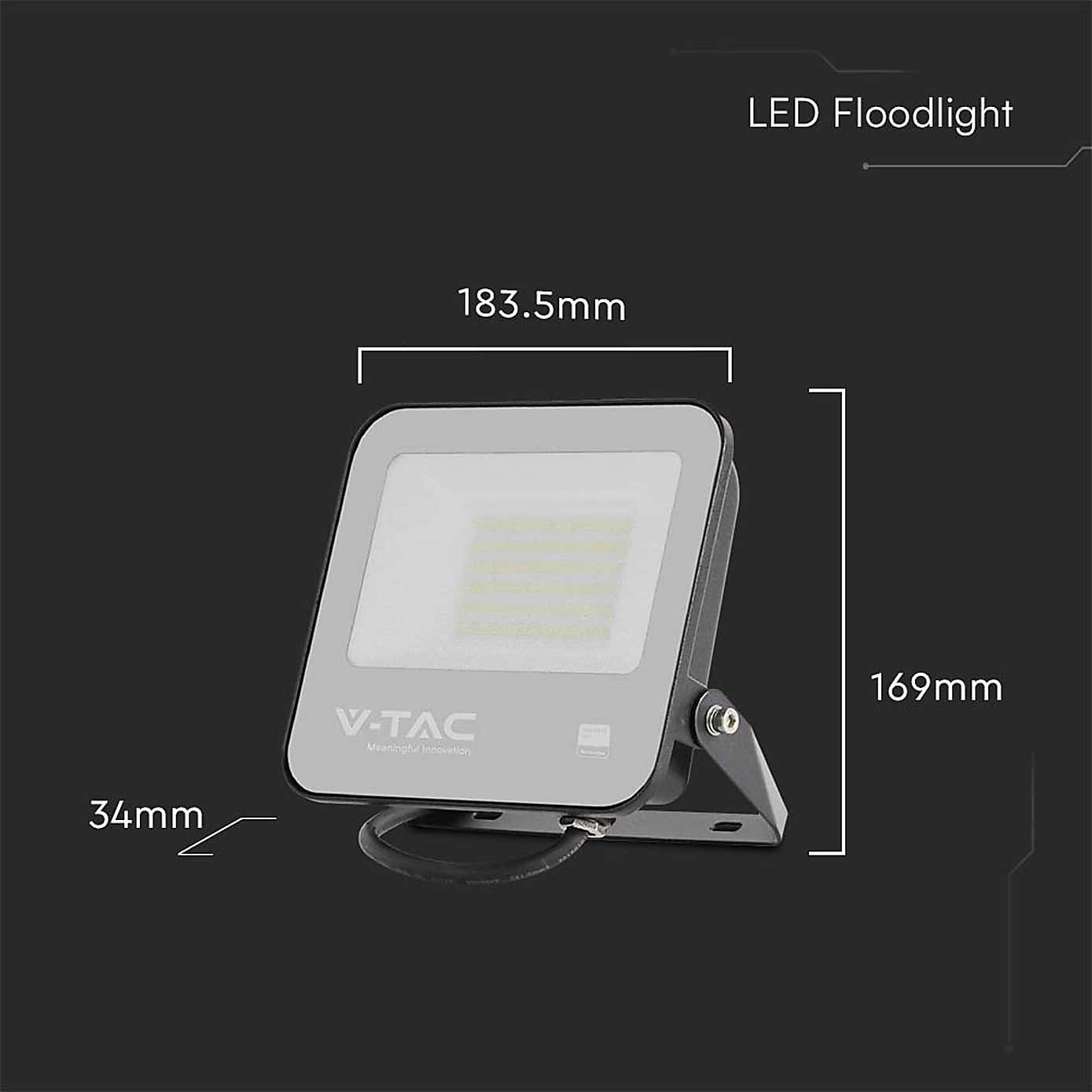 V-TAC 50W LED Floodlight Outdoor Wall Light