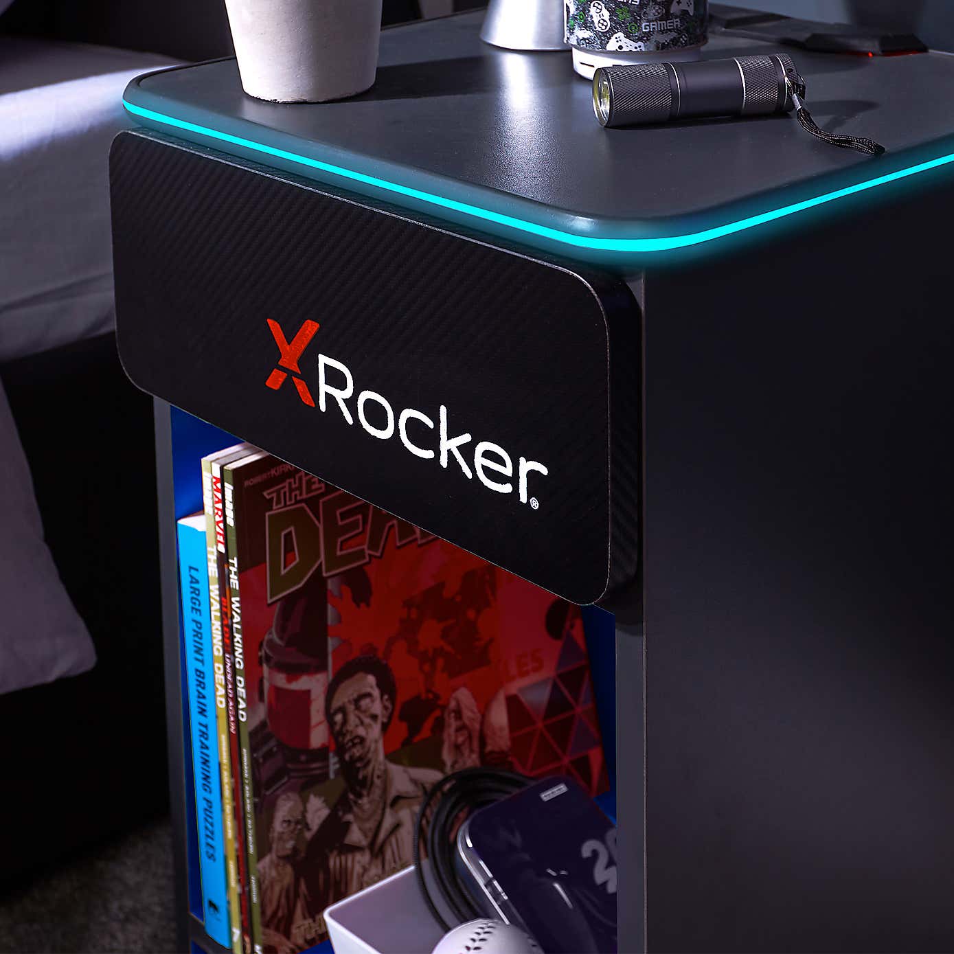 X Rocker Carbon Tek Bedside Table with Wireless charging