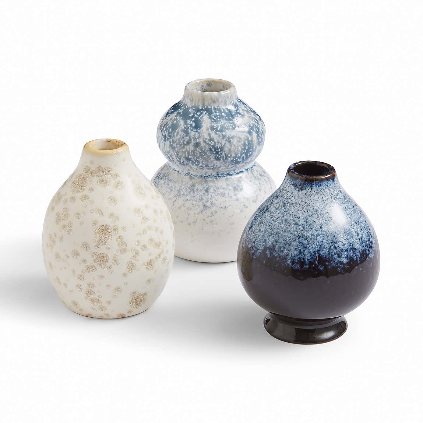 Set of 3 Reactive Glaze Bud Vases