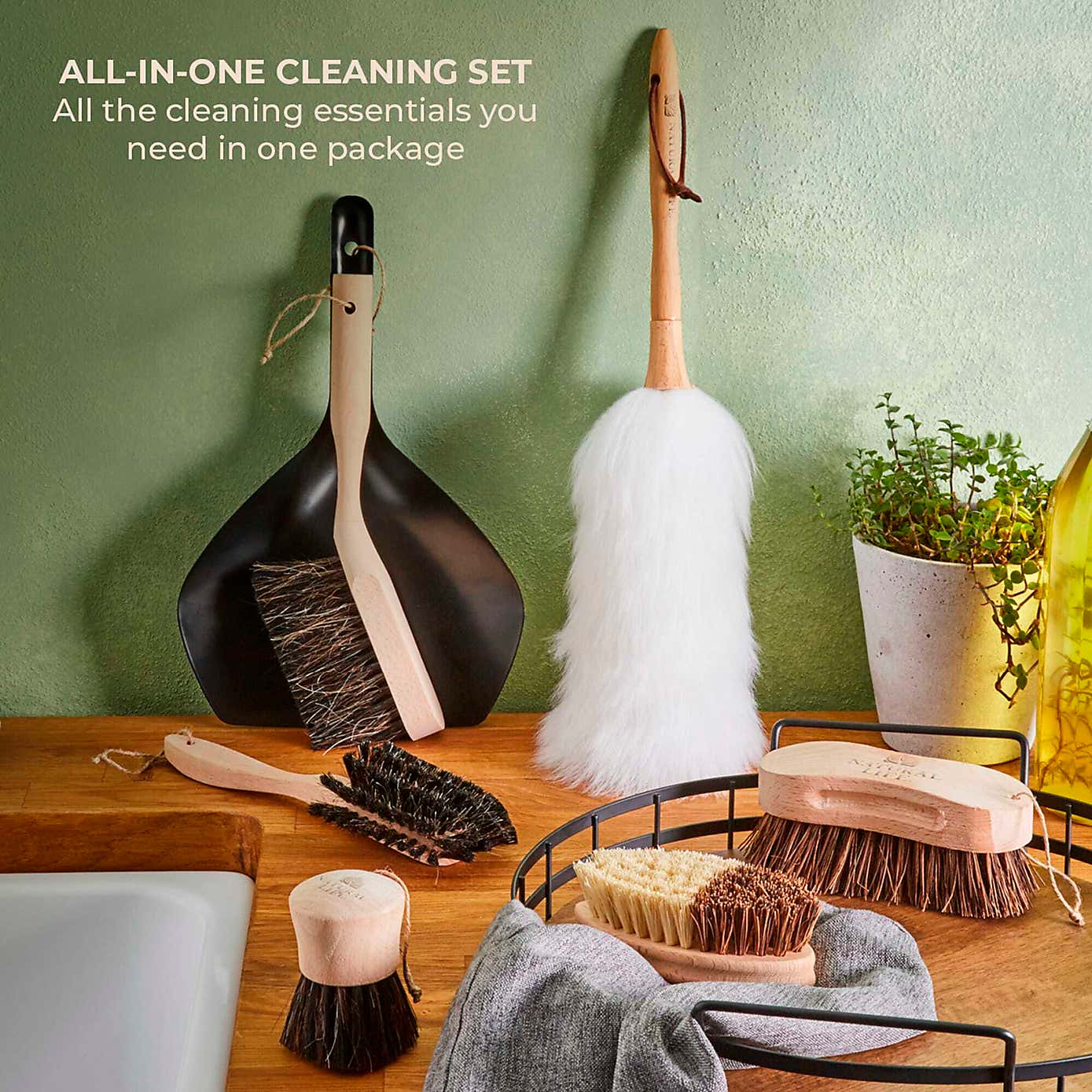 Natural Life 6 Piece Brush & Dustpan Cleaning Set