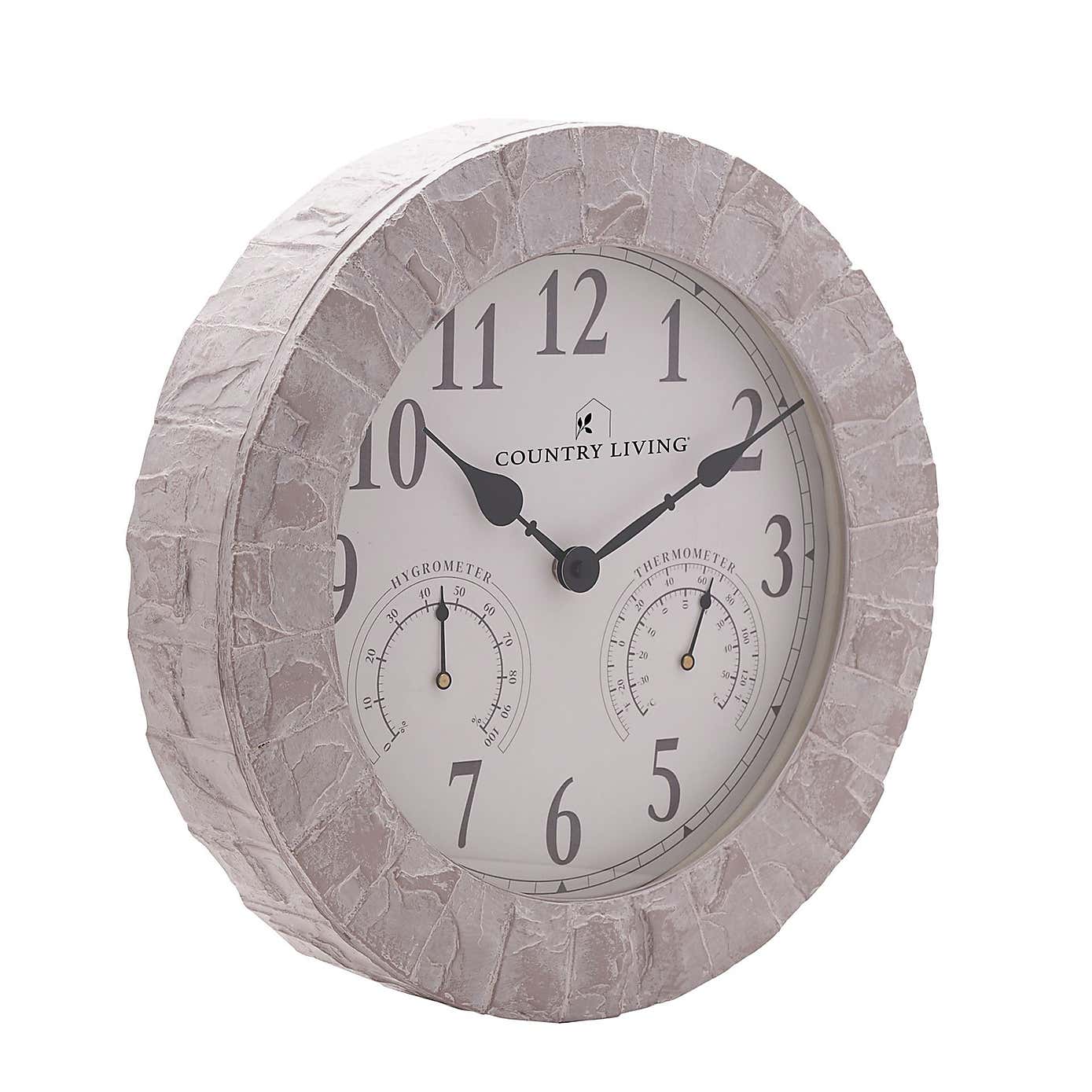 Country Living Stone Effect Indoor Outdoor Wall Clock