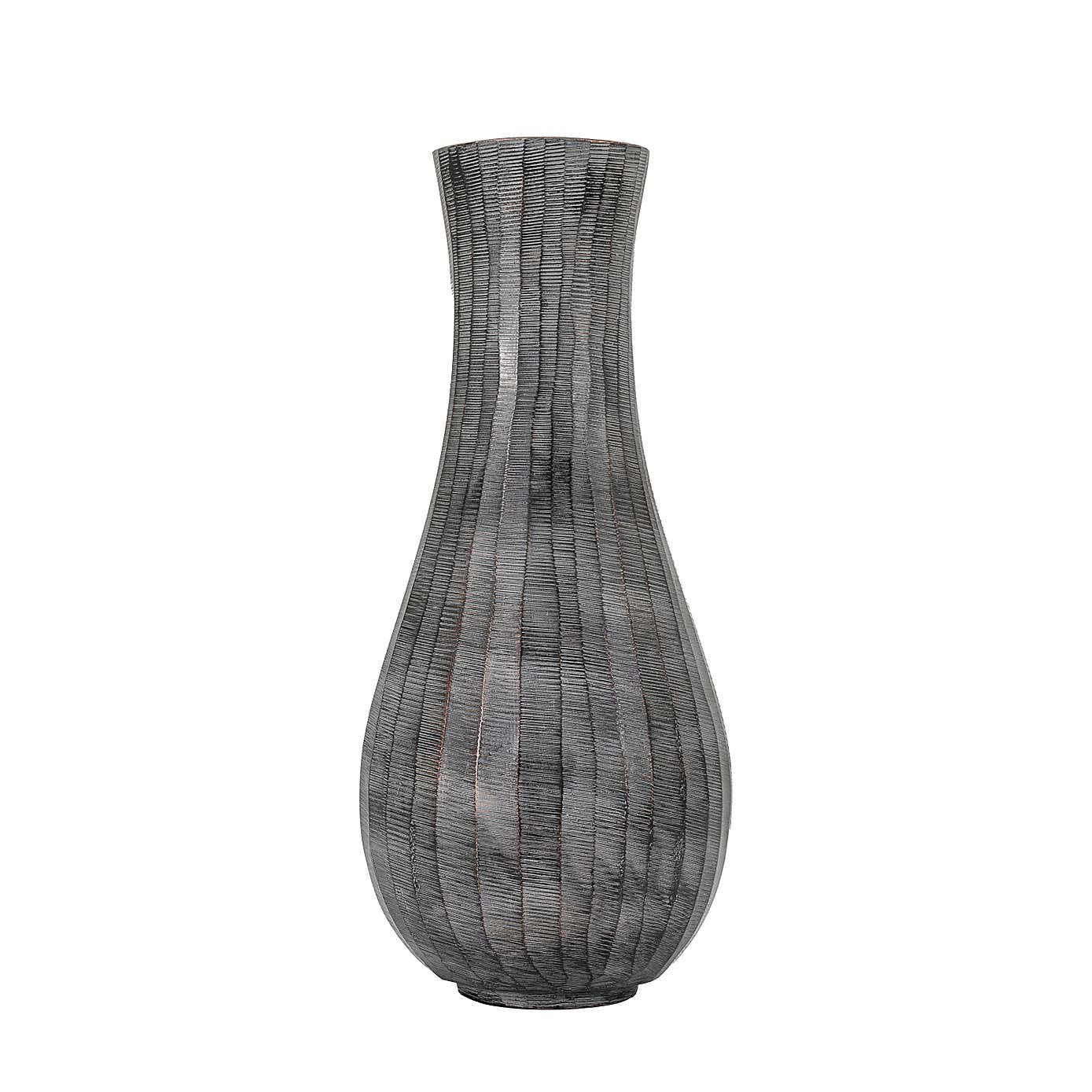 Clopton Fluted Vase Antique Grey 33cm