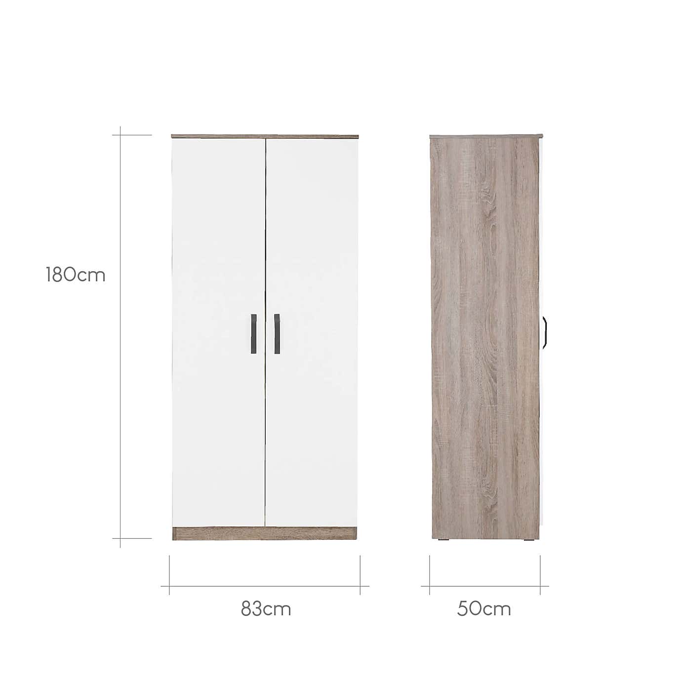 CuddleCo Enzo 2 Door Wardrobe, Oak & White