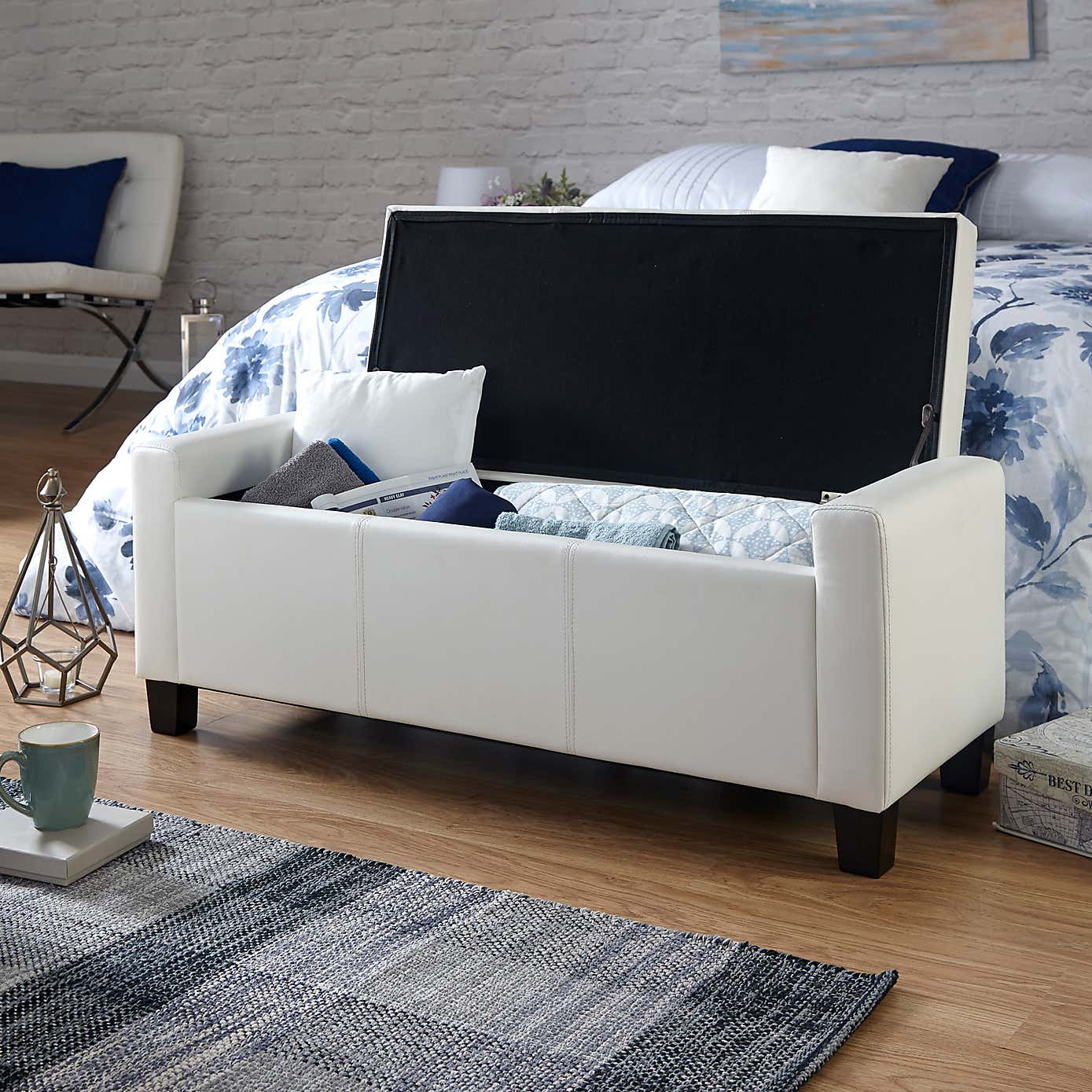 Verona PU Leather Ottoman Bench White