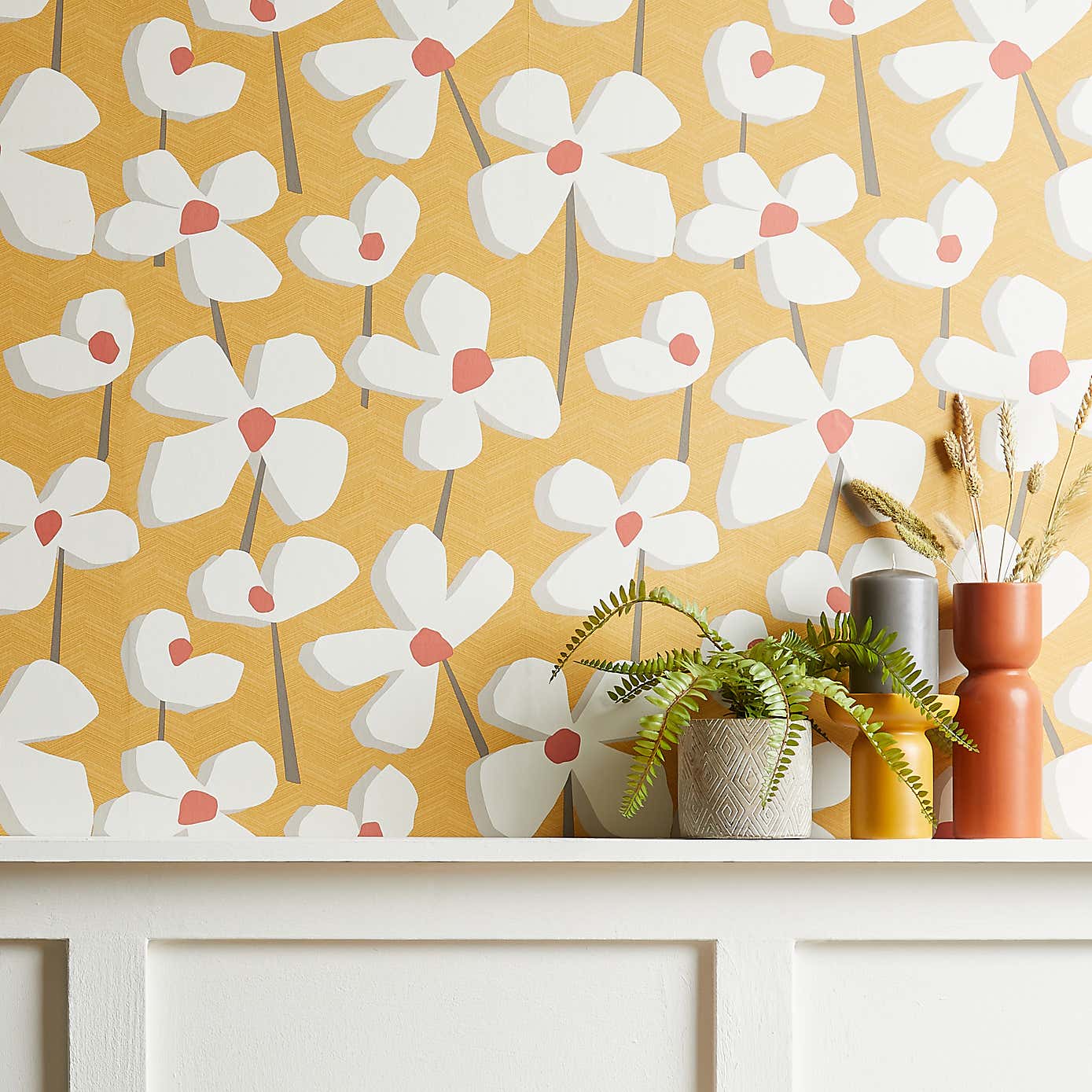 Elements Lena Ochre Wallpaper