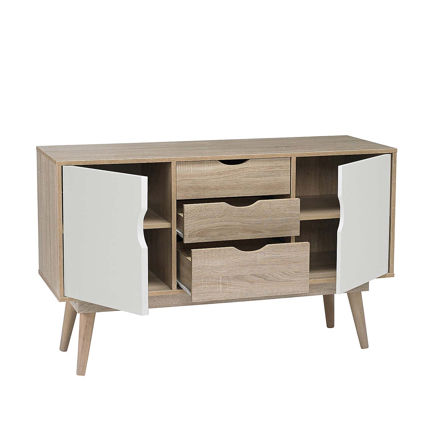 Scandi 3 Drawer White Sideboard