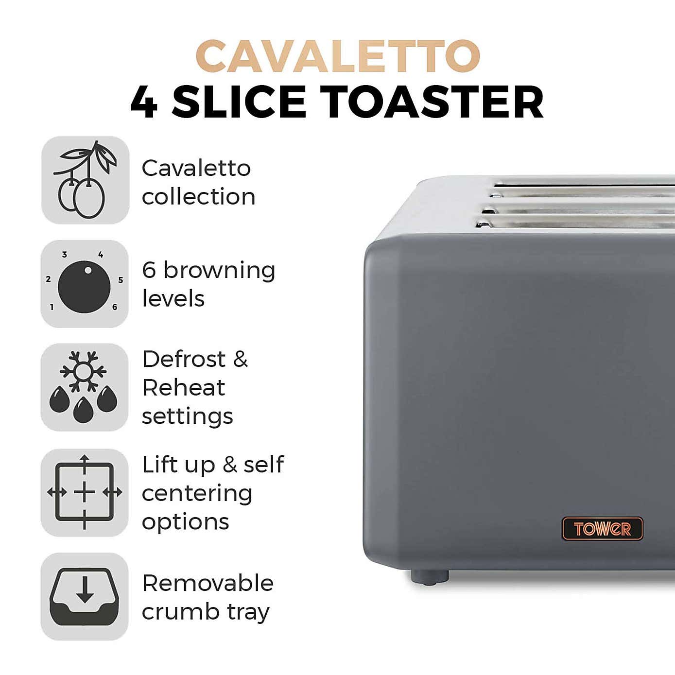 TOWER Cavaletto 4 Slice Toaster