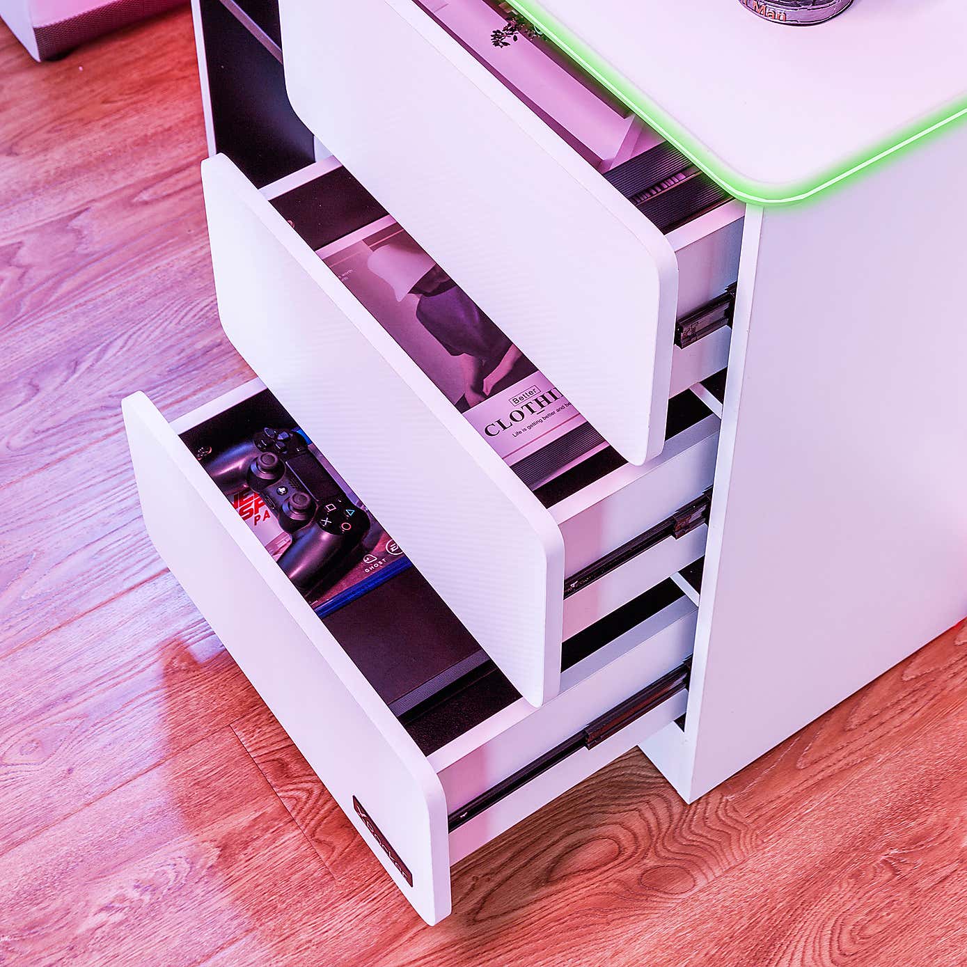 X Rocker Carbon Tek Chest of Drawers with Neo Fibre LED