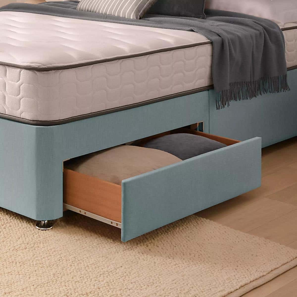Silentnight 2 Drawer Divan Bed With Fabric Merlin Headboard