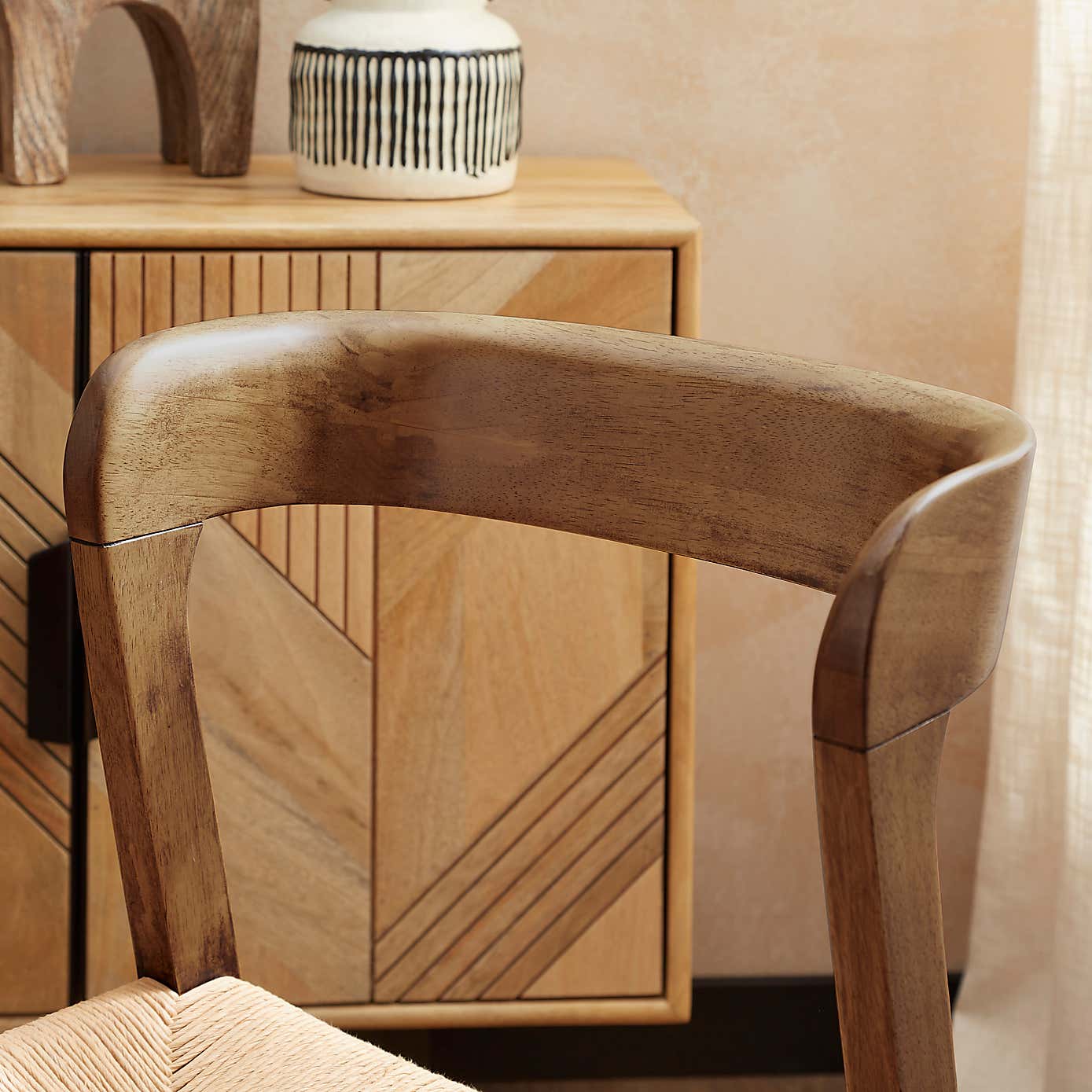 Amari Round Dining Table with Melia Dark Stained Dining Chairs