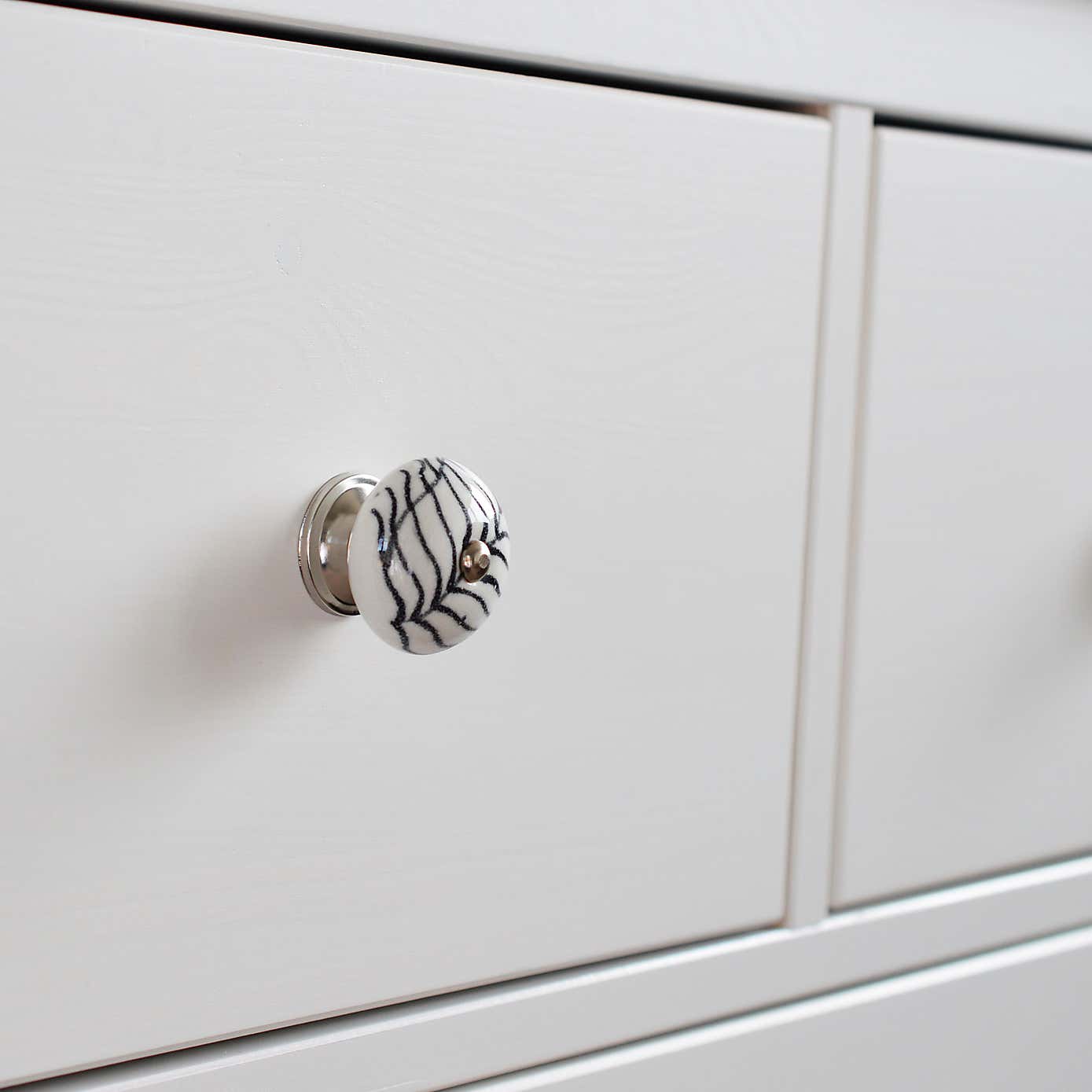 Set of 6 Nicola Spring Black Fern Round Drawer Knobs